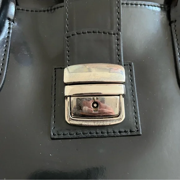 Nardelli Genuine Leather Tote Black Patent Handbag Made in Italy Satchel